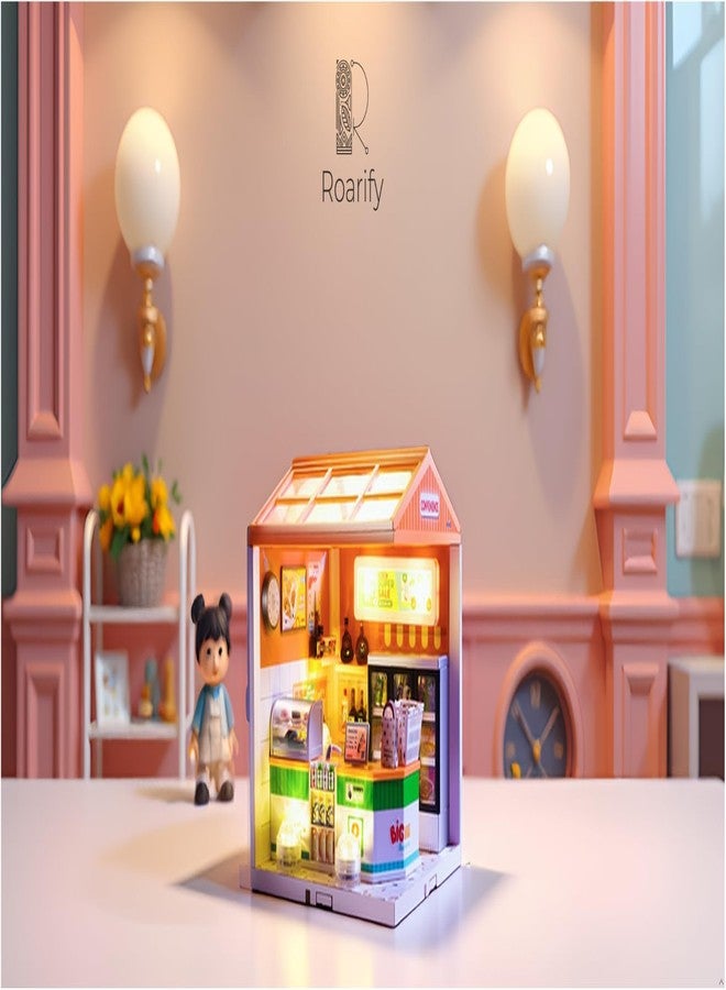 ROARIFY Miniature Convenience Store Playset for Kids - DIY Mini Scene Building Kit with Furniture, Food Models & Accessories - Small Town in Big City - Pretend Toy Café for Boys & Girls (Ages 8+) - Image 4